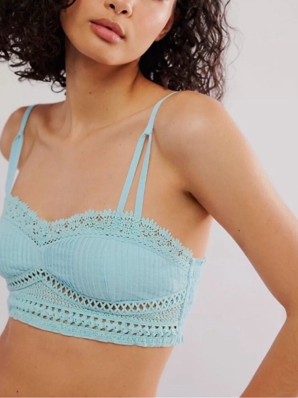 Free People Tallulah Lace Bralette Top in Aqua-esque